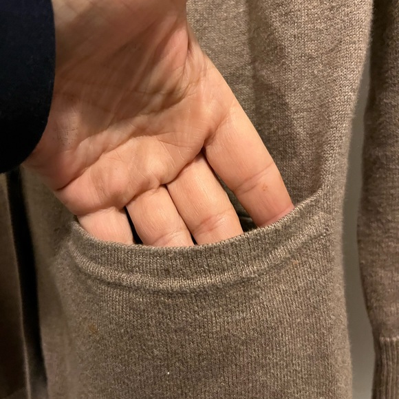 Eddie Bauer Women’s M Cotton Cashmere Tan Button Front Long Cardigan, Pockets - Picture 7 of 8